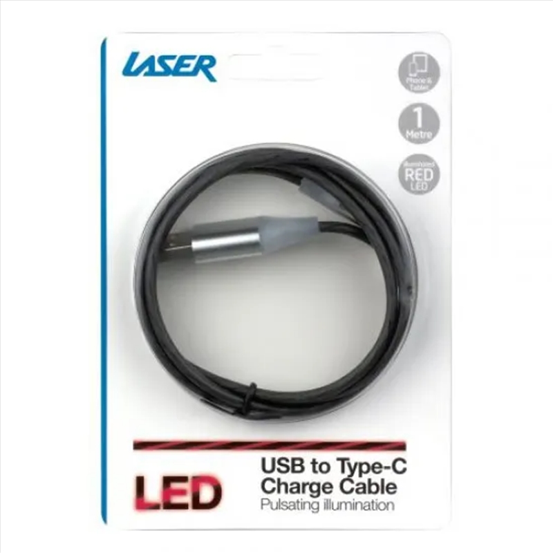 Laser 1m USB to Type-C LED Charge Cable (Black)/Product Detail/Cables