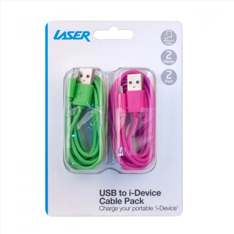 9 Pin Cable - Twin Pack (2 metre) - Pink & Green/Product Detail/Cables