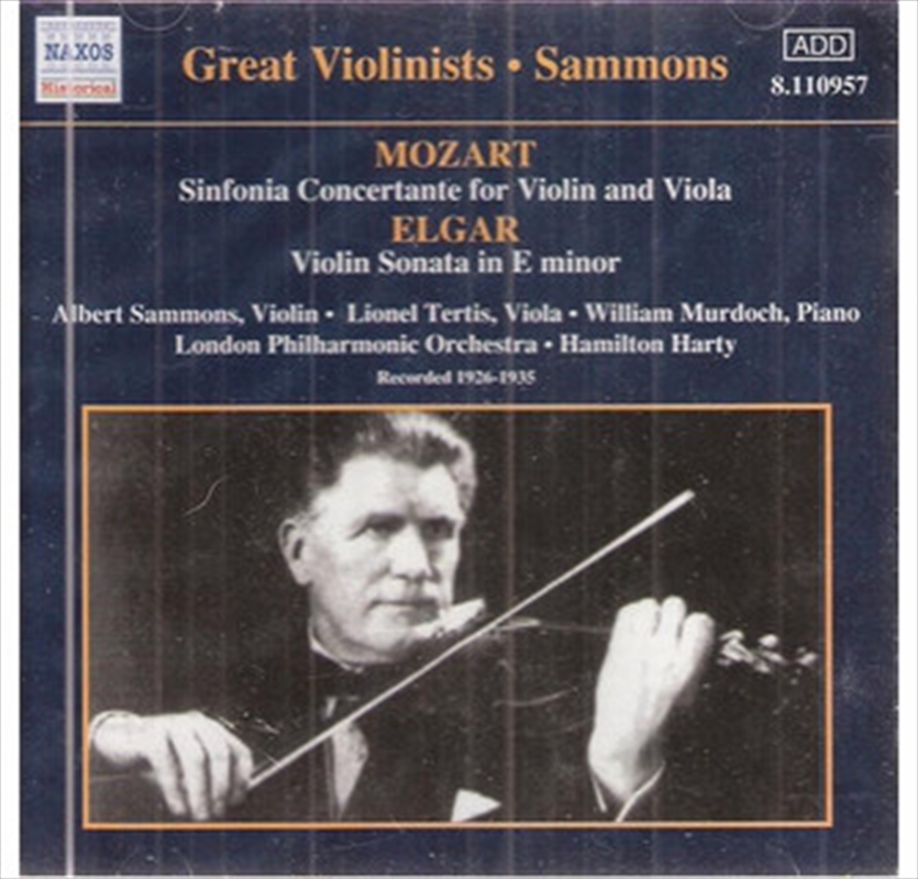 Mozart: Sinfonia Conertante/Elgar: Violin Sonata/Product Detail/Classical