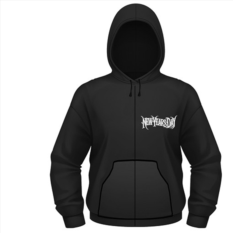 New Years Day Long Hair Skull Hooded Sweat With Zip Unisex Size Medium Hoodie/Product Detail/Outerwear