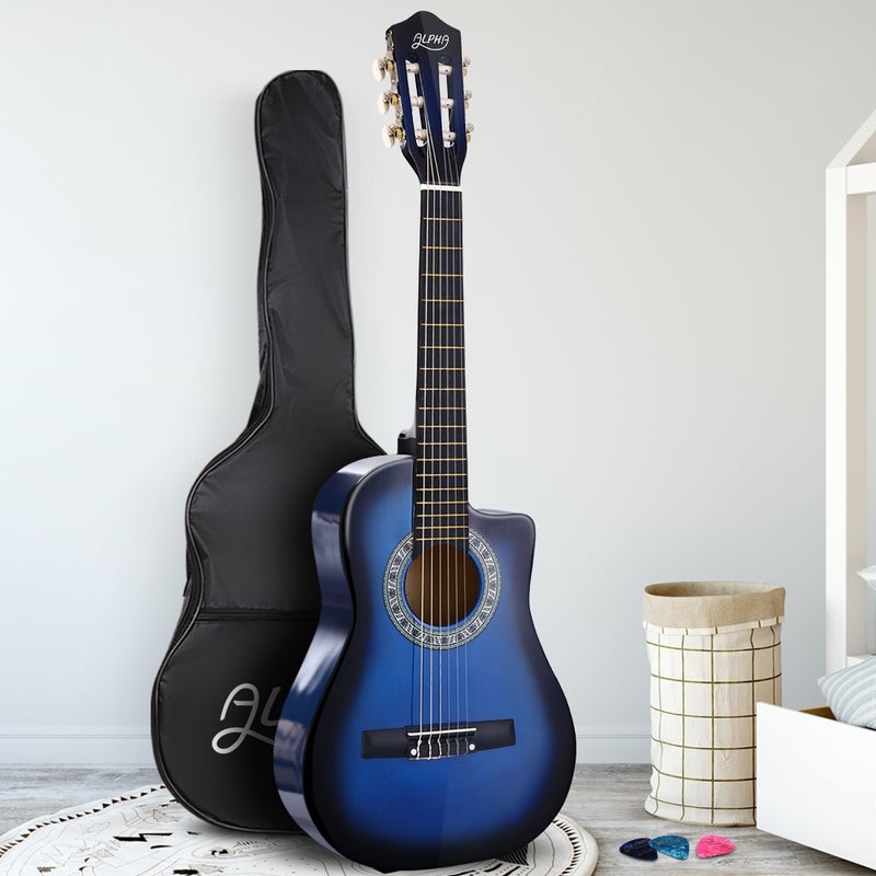 Alpha 34-inch Childrens Acoustic Guitar - Blue/Product Detail/String Instruments