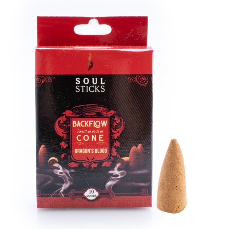 Soul Sticks Dragon's Blood Backflow Incense Cone - Set of 10/Product Detail/Burners and Incense