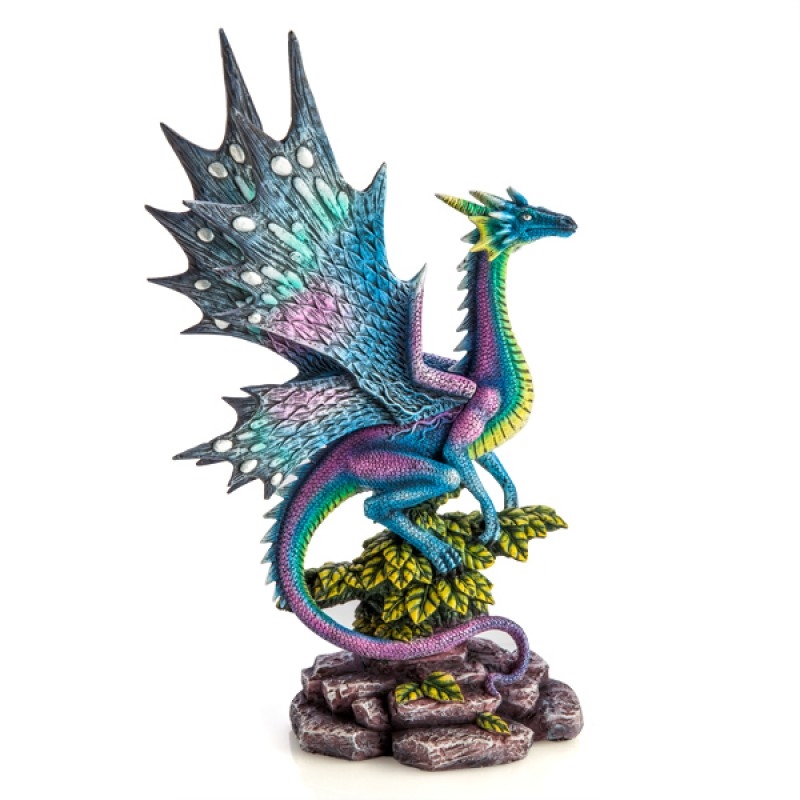 Metallic Rainbow Dragon on Leafy Stones Figurine/Product Detail/Figurines