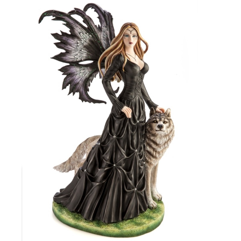 Large Black Fairy Princess with White Wolf Figurine/Product Detail/Figurines