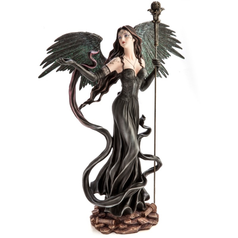 Large Dark Angel in Black Gown with Staff Figurine/Product Detail/Figurines