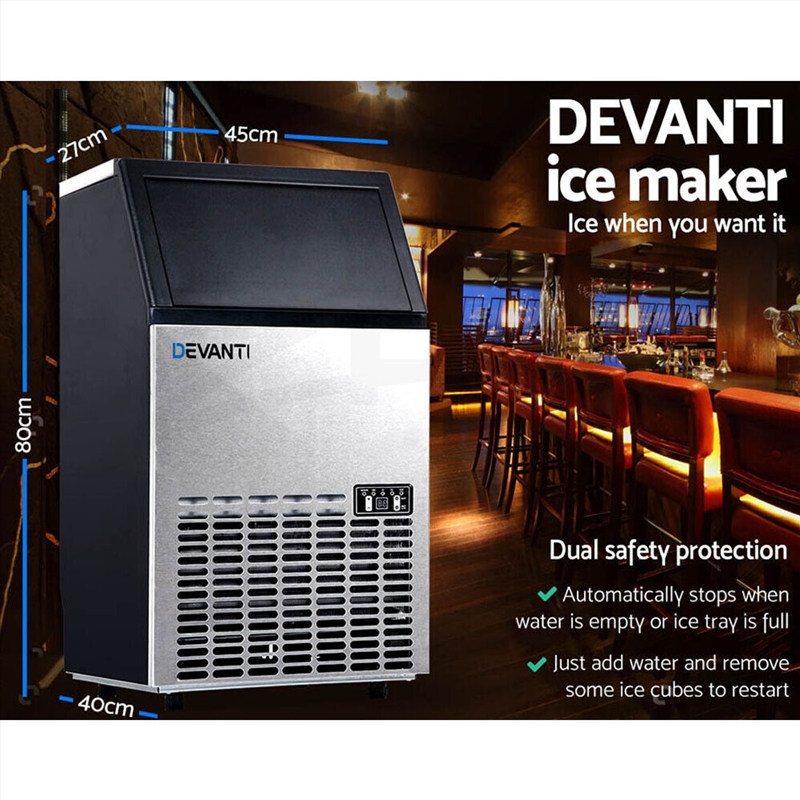 Devanti Commercial Ice Maker Machine Portable Ice Cube Tray Stainless Steel/Product Detail/Appliances