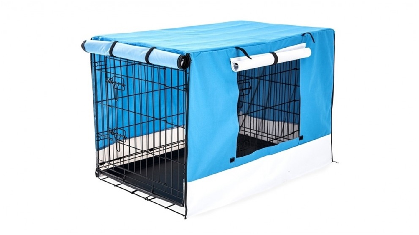 Wire Dog Cage Foldable Crate Kennel with Tray + Blue Cover Combo - 48-inch/Product Detail/Pet Accessories