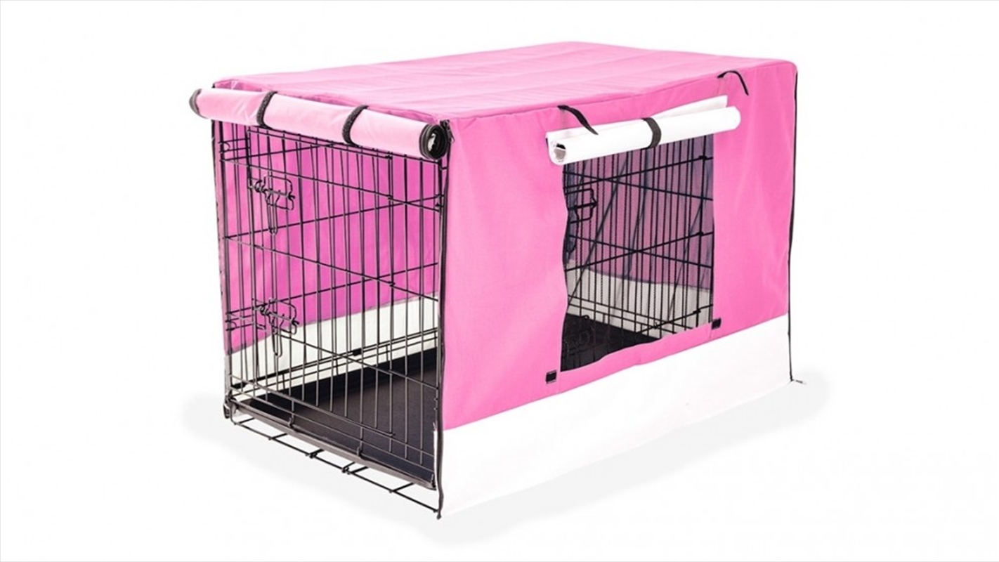 Wire Dog Cage Foldable Crate Kennel with Tray + Pink Cover Combo - 24-inch/Product Detail/Pet Accessories