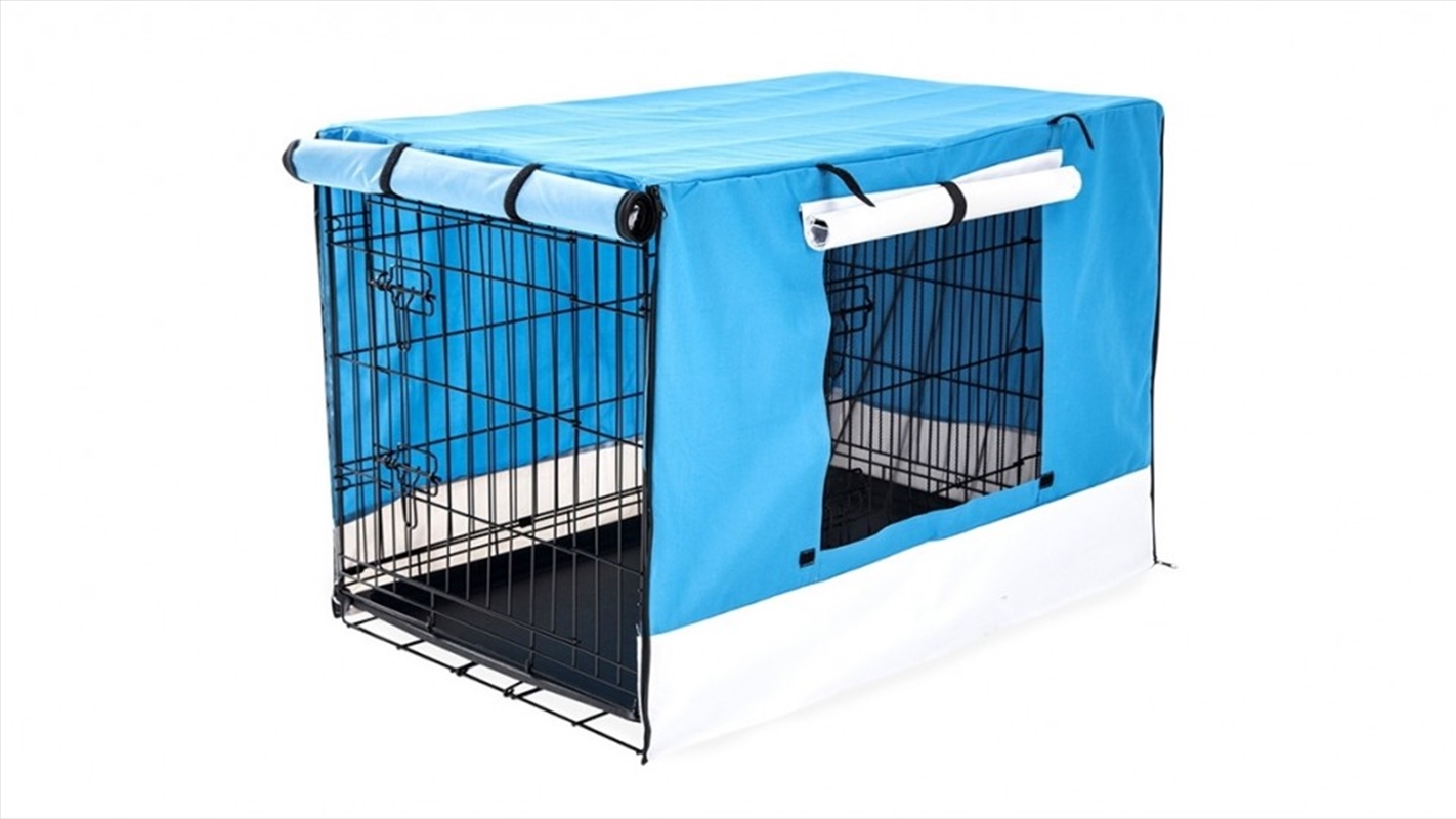 Wire Dog Cage Foldable Crate Kennel with Tray + Blue Cover Combo - 24-inch/Product Detail/Pet Accessories