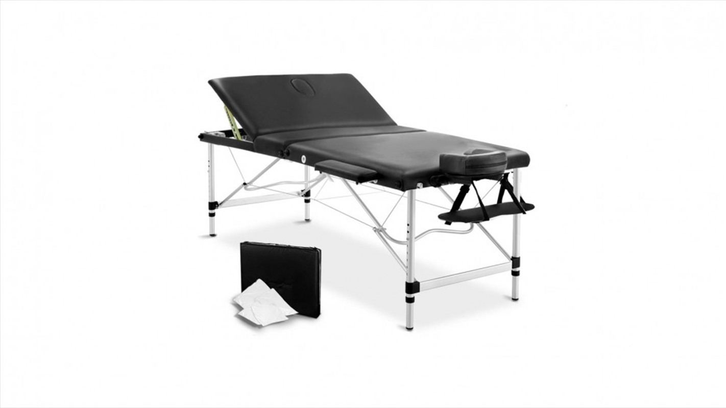 Portable Aluminium 3 Fold Massage Table - Black - 80cm/Product Detail/Therapeutic