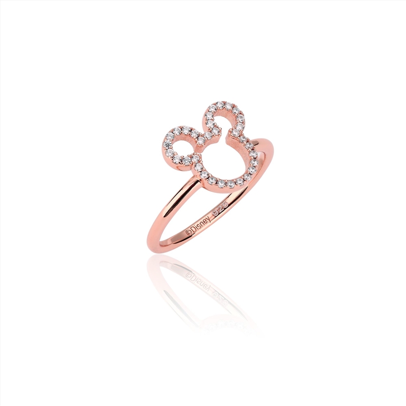 Precious Metal Mickey Mouse Outline CZ Ring - Rose Gold (Size: 8)/Product Detail/Jewellery