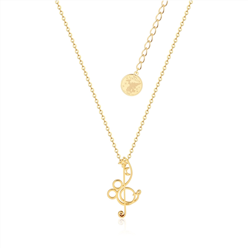 Disney Fantasia Mickey Mouse Treble Clef Necklace - Gold/Product Detail/Jewellery