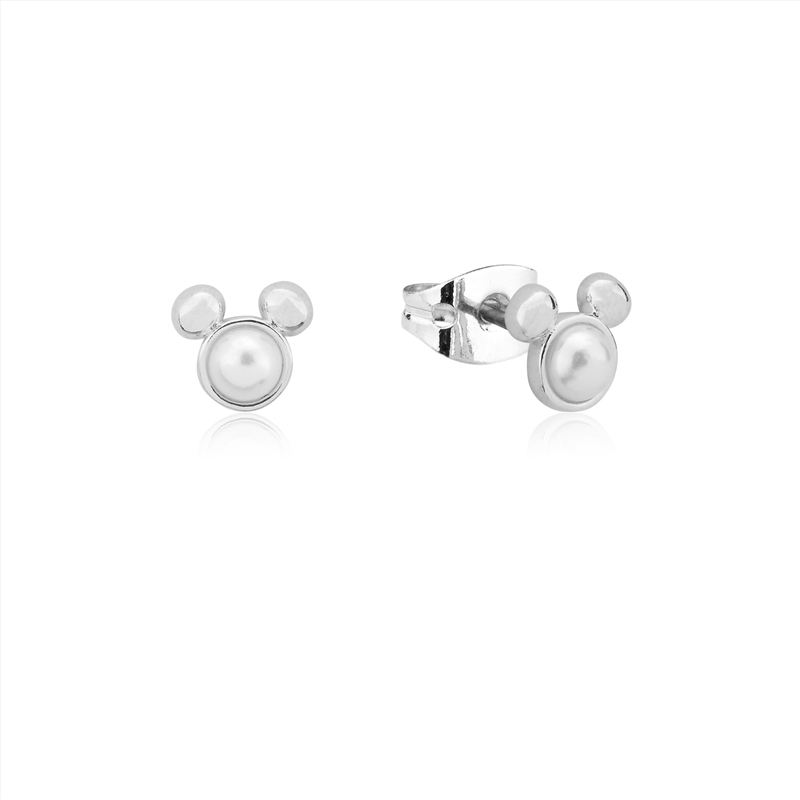 Precious Metal Mickey Mouse Pearl Stud Earrings - Silver/Product Detail/Jewellery