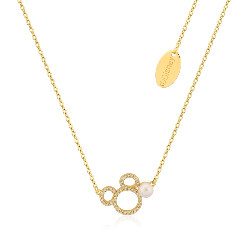 Precious Metal Mickey Mouse Pearl CZ Necklace - Gold/Product Detail/Jewellery