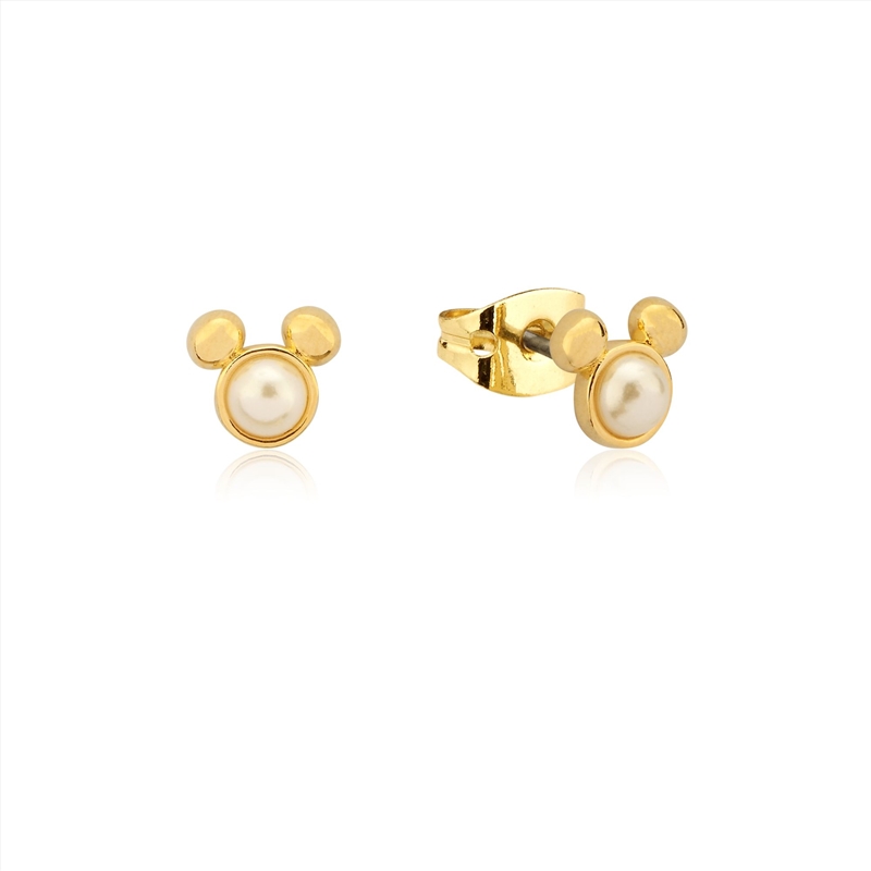 Precious Metal Mickey Mouse Pearl Stud Earrings - Gold/Product Detail/Jewellery