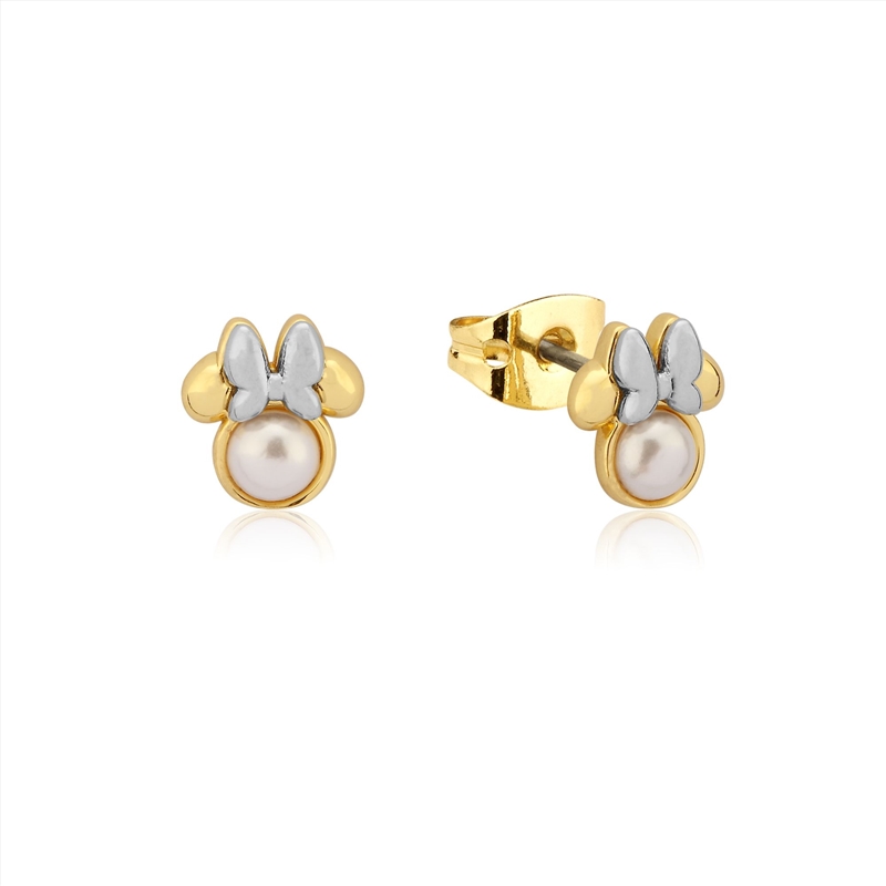 Precious Metal Minnie Mouse Pearl Stud Earrings - Gold/Product Detail/Jewellery