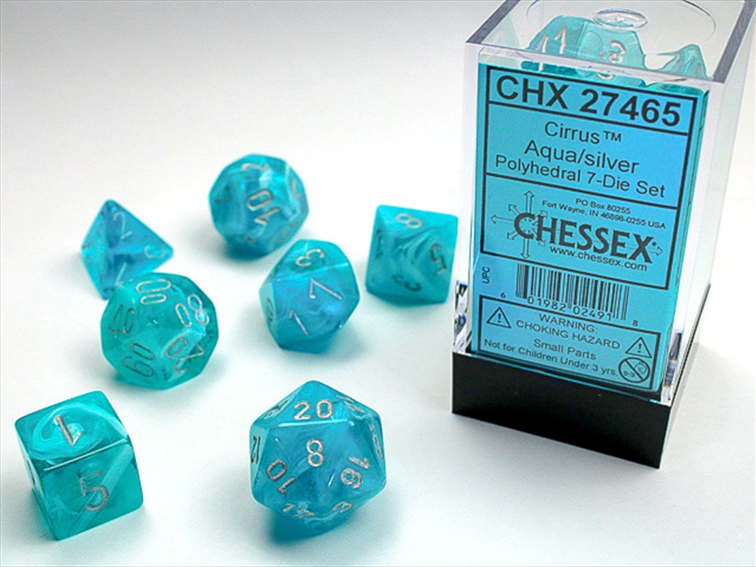 Chessex Polyhedral 7-Die Set Cirrus Aqua/Silver/Product Detail/Dice Games