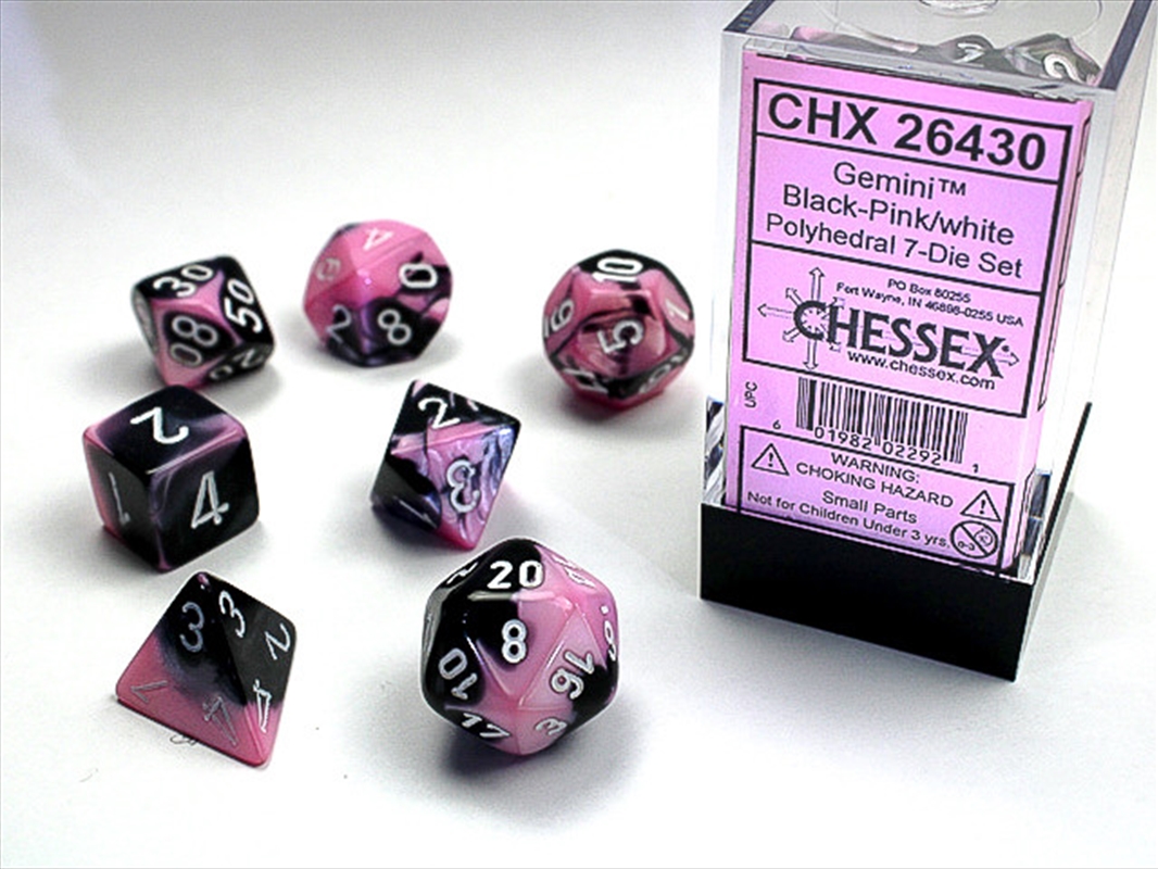 Chessex Polyhedral 7-Die Set Gemini Black-Pink/White/Product Detail/Dice Games