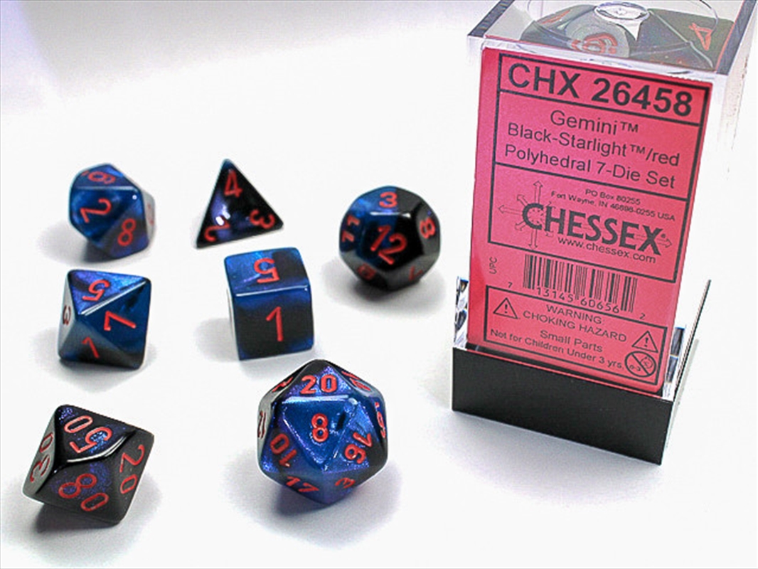 Chessex Polyhedral 7-Die Set Gemini Black-Starlight/Red/Product Detail/Dice Games