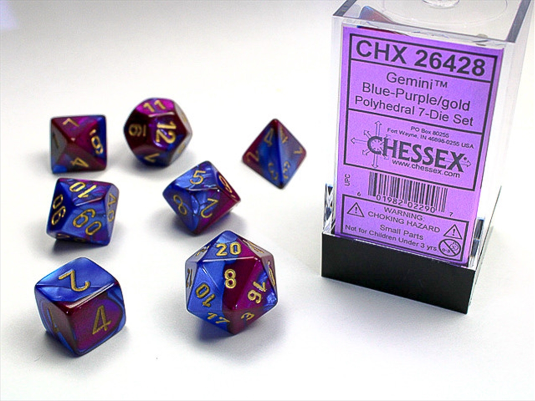 Chessex Polyhedral 7-Die Set Gemini Blue-Purple/Gold/Product Detail/Dice Games