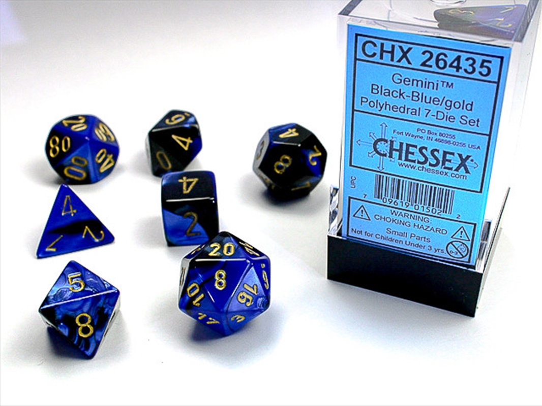 Chessex Polyhedral 7-Die Set Gemini Black-Blue/Gold/Product Detail/Dice Games