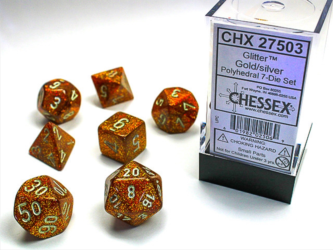 Chessex Polyhedral 7-Die Set Glitter Gold/Silver/Product Detail/Early Childhood Fiction Books