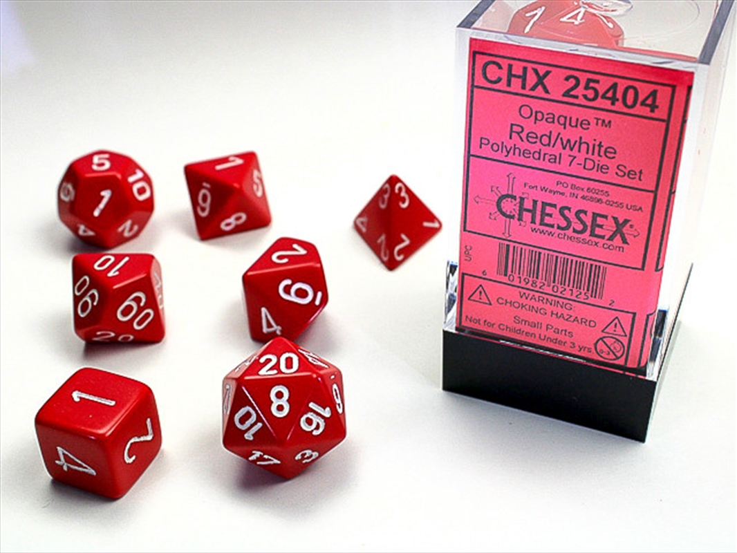 Chessex Polyhedral 7-Die Set Opaque Red/White/Product Detail/Dice Games