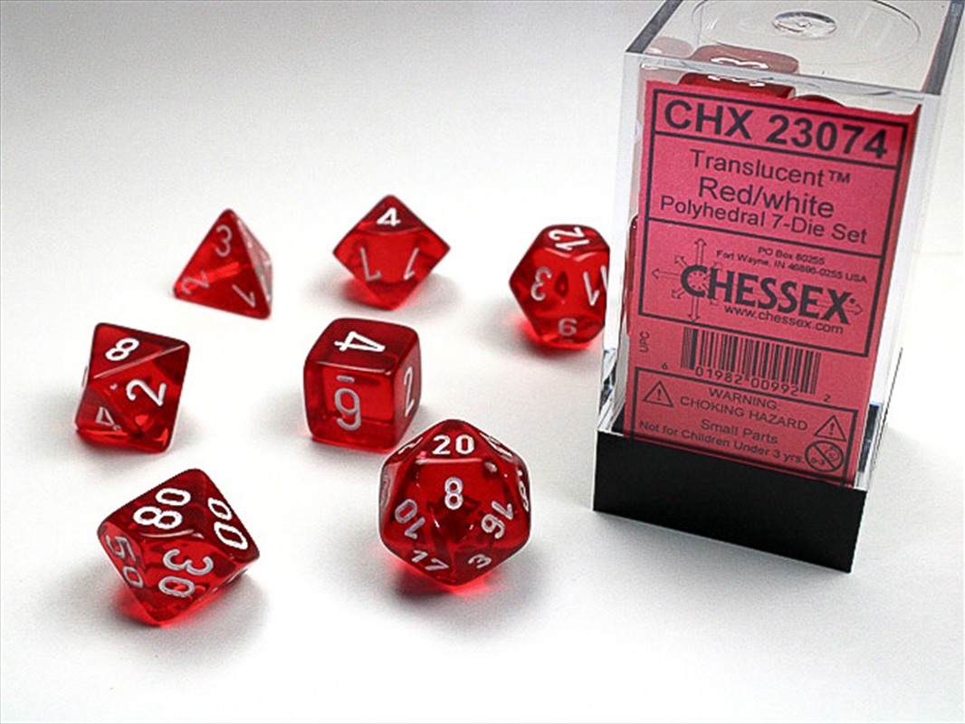 Chessex Polyhedral 7-Die Set Translucent Red/White/Product Detail/Dice Games