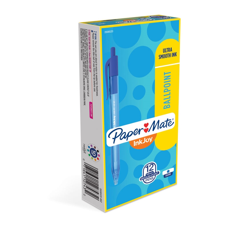 Paper Mate InkJoy 100RT Ball Pen Blue Box of 12/Product Detail/Pens, Markers & Highlighters