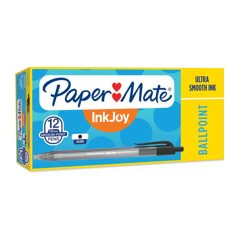 Paper Mate InkJoy 100RT Ball Pen Black Box of 12/Product Detail/Pens, Markers & Highlighters