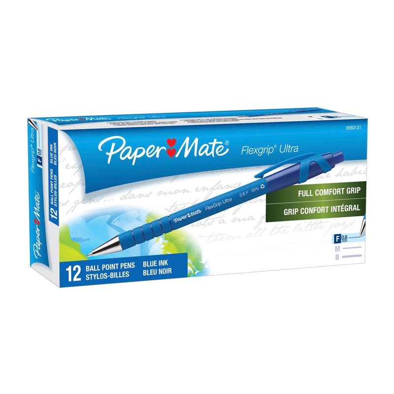 Paper Mate Flexi Grip Retractable Ball Pen 0.8mm Blu Box of 12/Product Detail/Pens, Markers & Highlighters