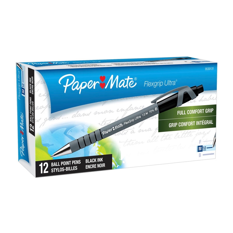 Paper Mate Flexi Grip Retractable Ball Pen 1.0mm Black Box of 12/Product Detail/Pens, Markers & Highlighters