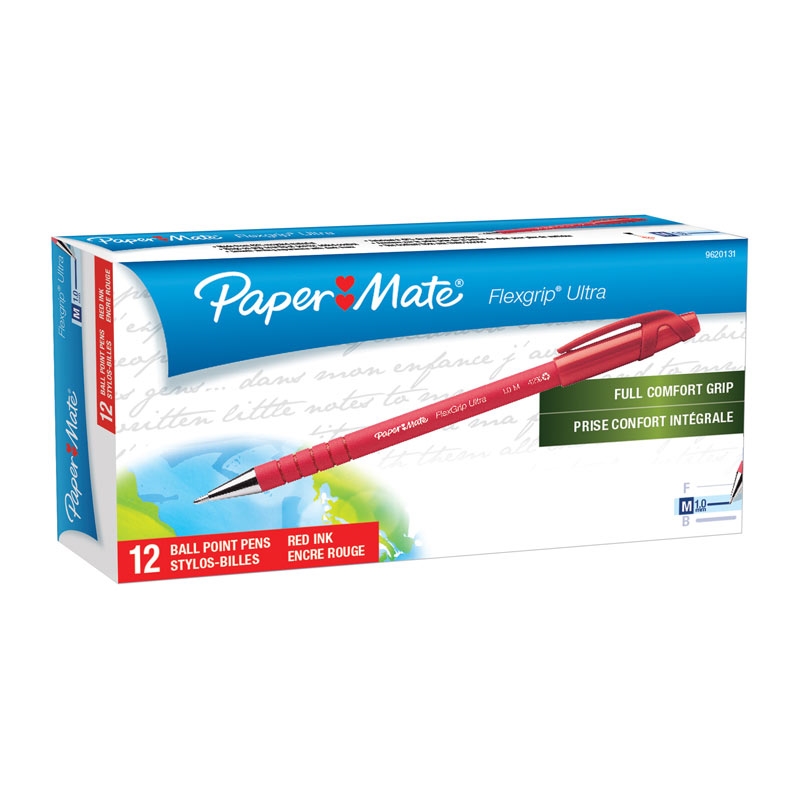 Paper Mate Flex Grip Ball Pen 1.0mm Red Box of 12/Product Detail/Pens, Markers & Highlighters