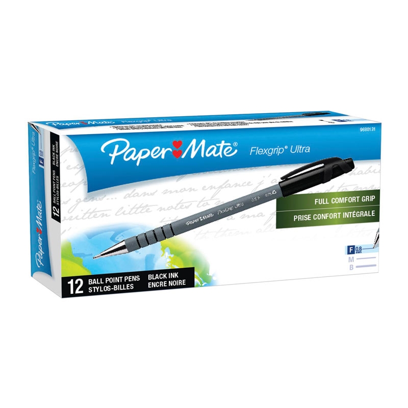 Paper Mate Flex Grip Ball Pen 0.8mm Black Box of 12/Product Detail/Pens, Markers & Highlighters