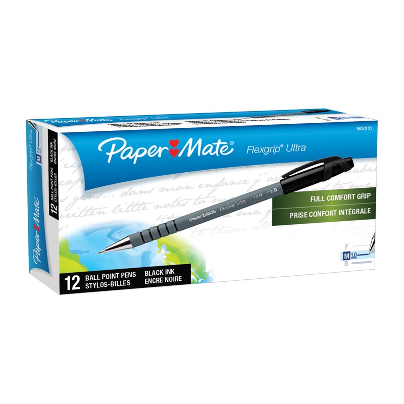 Paper Mate Flex Grip Ball Pen 1.0mm Black Box of 12/Product Detail/Pens, Markers & Highlighters