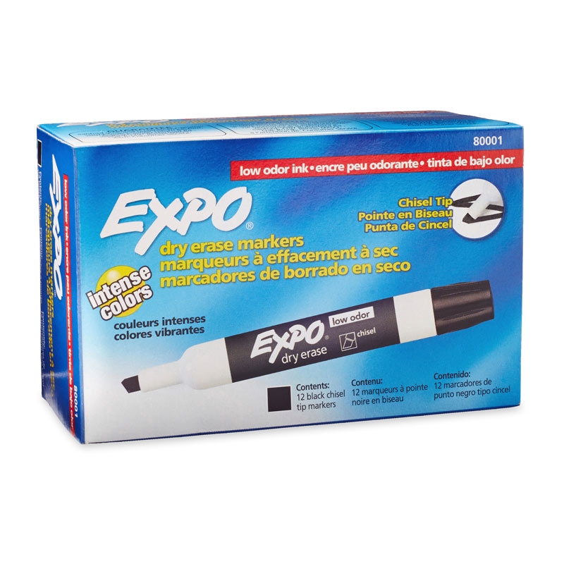 Expo White Board Marker Chisel Black Color Box of 12/Product Detail/Pens, Markers & Highlighters