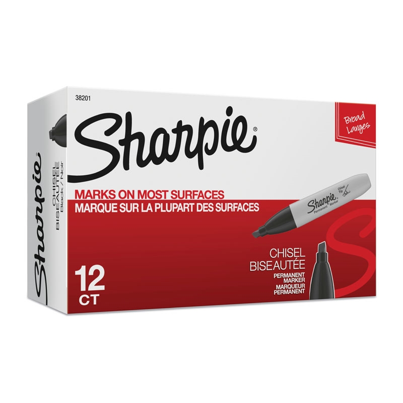 SHARPIE Chisel Tip Permanent Marker Black Box of 12/Product Detail/Pens, Markers & Highlighters