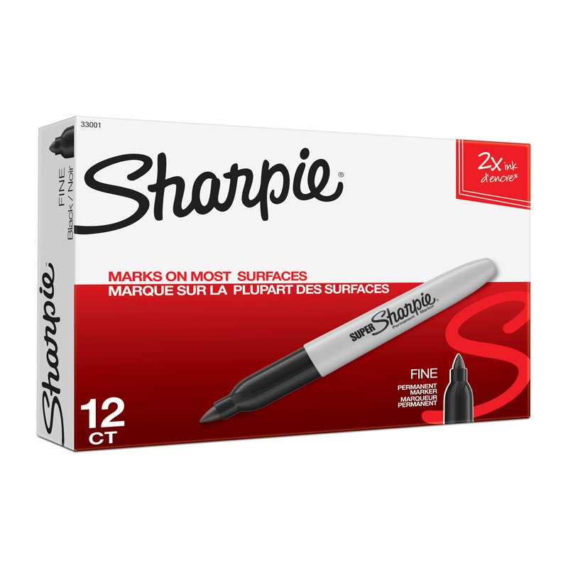 SHARPIE Super Fine Point Permanent Marker Black Box of 12/Product Detail/Pens, Markers & Highlighters