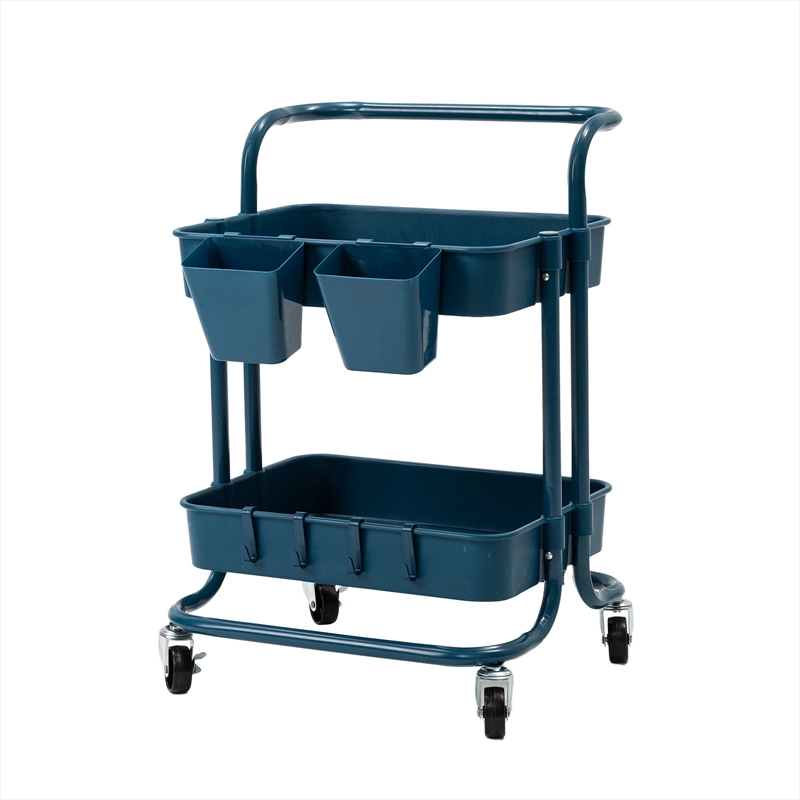 Kandoka 2 Tier Trolley Storage Cart with Swivel - Blue/Product Detail/Decor