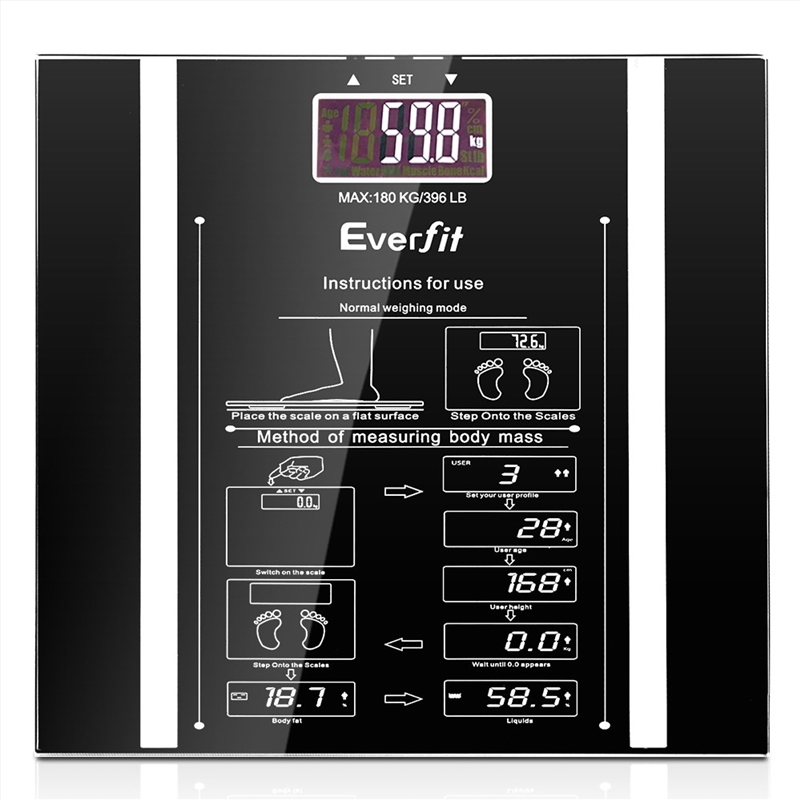 Everfit Electronic Digital Body Fat Scale - Black/Product Detail/Kitchenware