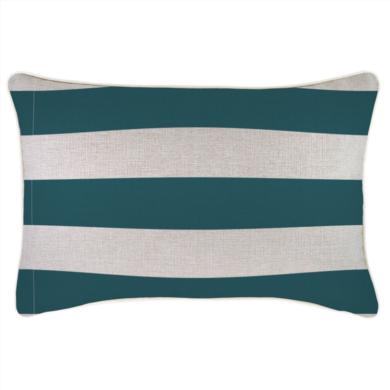 Cushion Cover-With Piping-Deck Stripe Teal / Natural Base-35cm x 50cm/Product Detail/Manchester