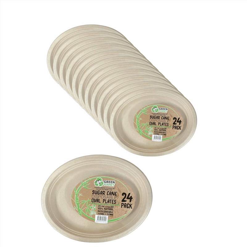 Bulk 12x 24 Pck Eco Disposable Party Plates Oval 30cm/Product Detail/Decor