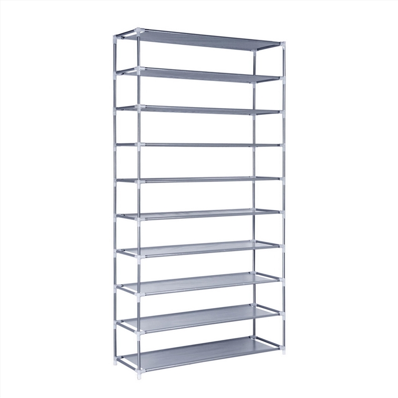 Artiss 50 Pairs 10 Tier Shoe Shelf Holder - Silver/Product Detail/Decor