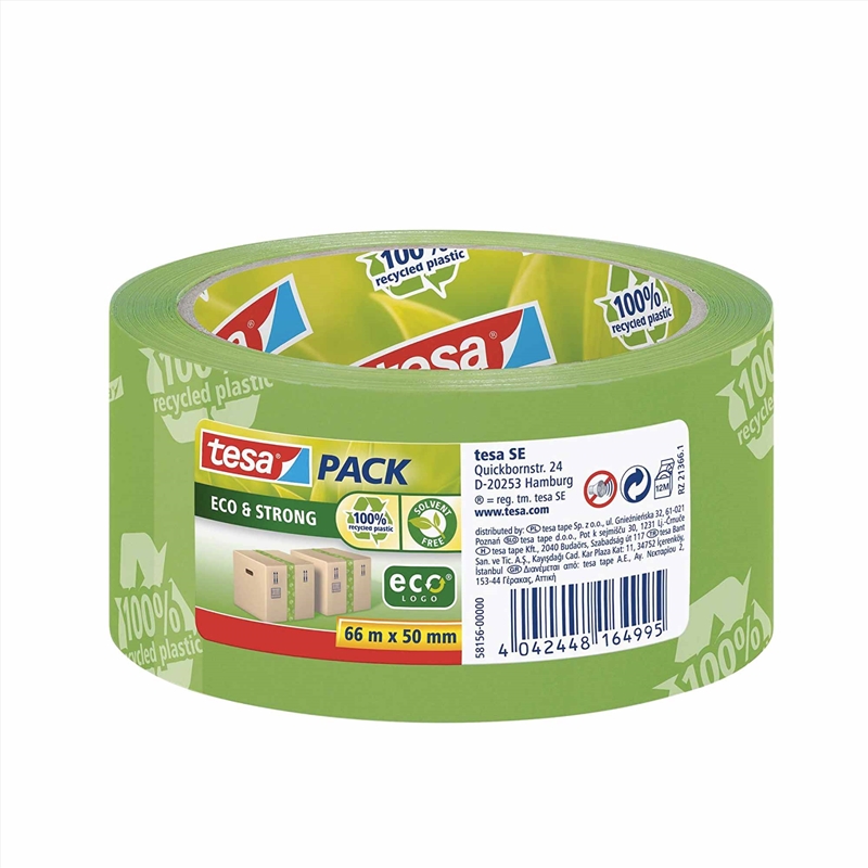 1x Eco Green Packing Tape 50mmx66m - 100% Recycled Adhesive Tesa 58156/Product Detail/Stationery