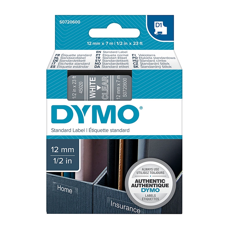 DYMO White on Clear 12mmx7m Tape/Product Detail/Stationery