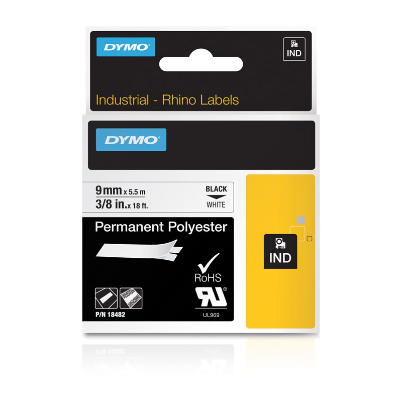 DYMO Rhino Py Label 9mm Black/White/Product Detail/Stationery