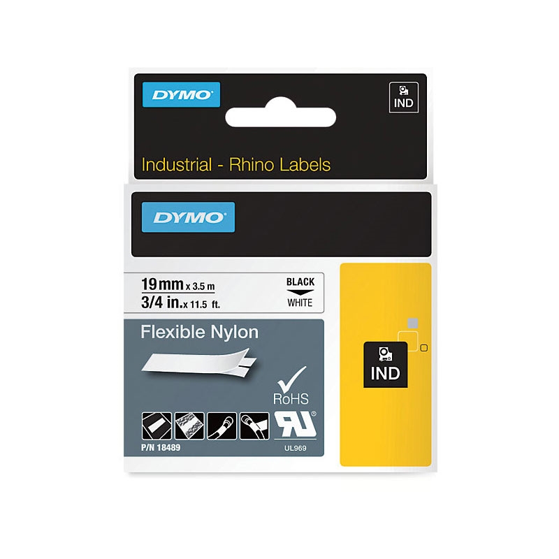 DYMO Rhino Ny Label 19mm Black/White/Product Detail/Stationery