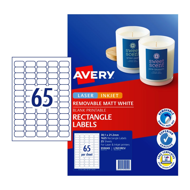 AVERY LIP Label L7651REV 65Up Pack of 25/Product Detail/Stationery