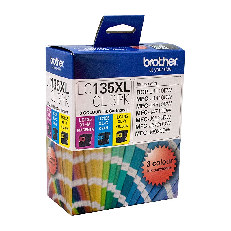 Brother LC-135XL Colour Value Pack 1XCyan 1X Magenta 1X Yellow/Product Detail/Stationery