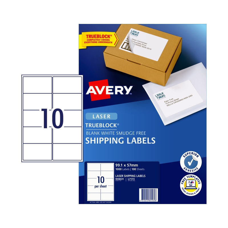 AVERY Laser Label L7173 10Up Pack of 100/Product Detail/Stationery